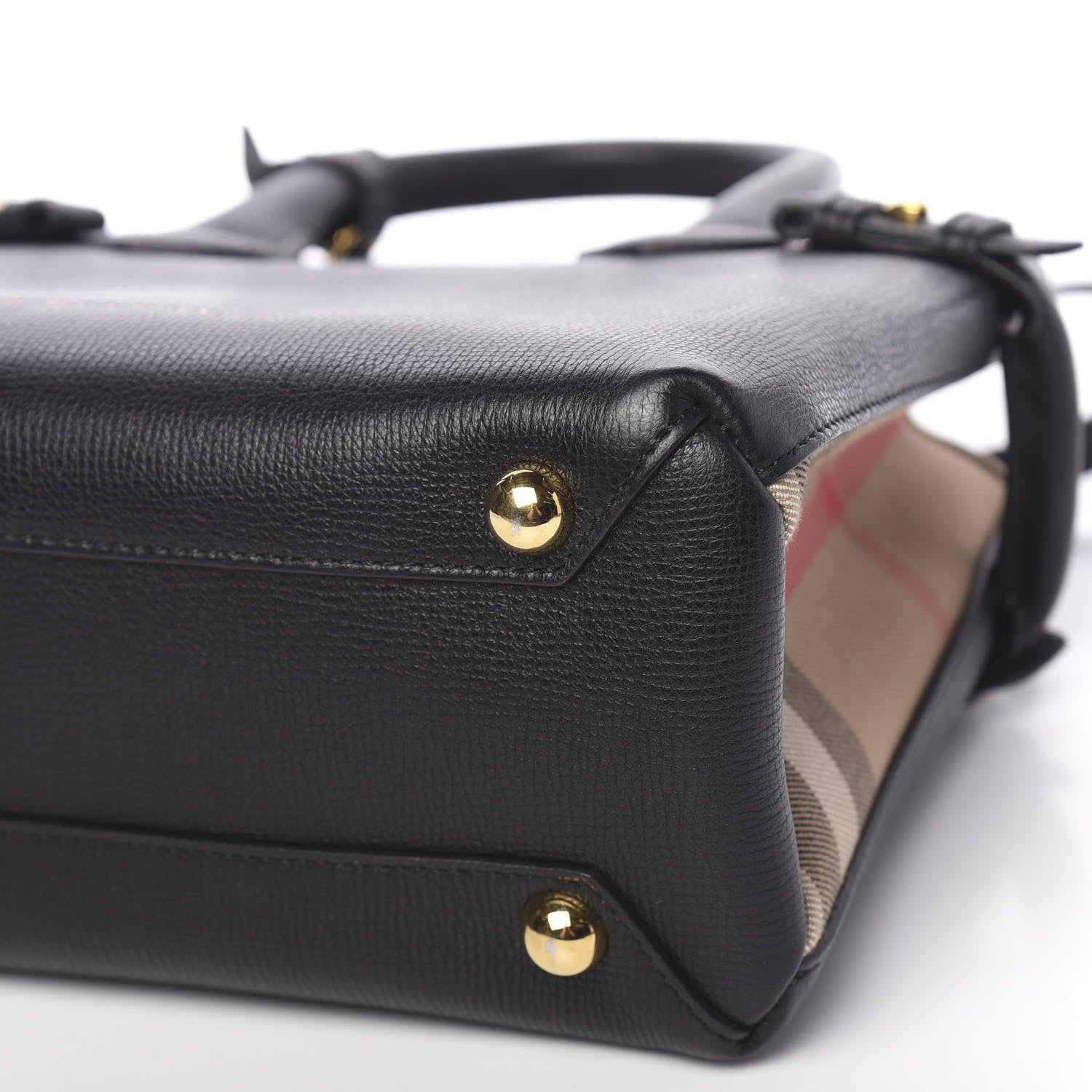 Burberry Grainy Calfskin House Check Small Banner Tote Black 11 of 11