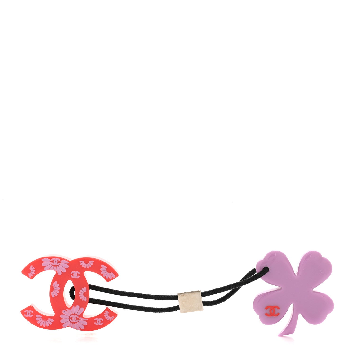 Chanel Resin Clover CC Hair Tie Purple Red 1 of 5