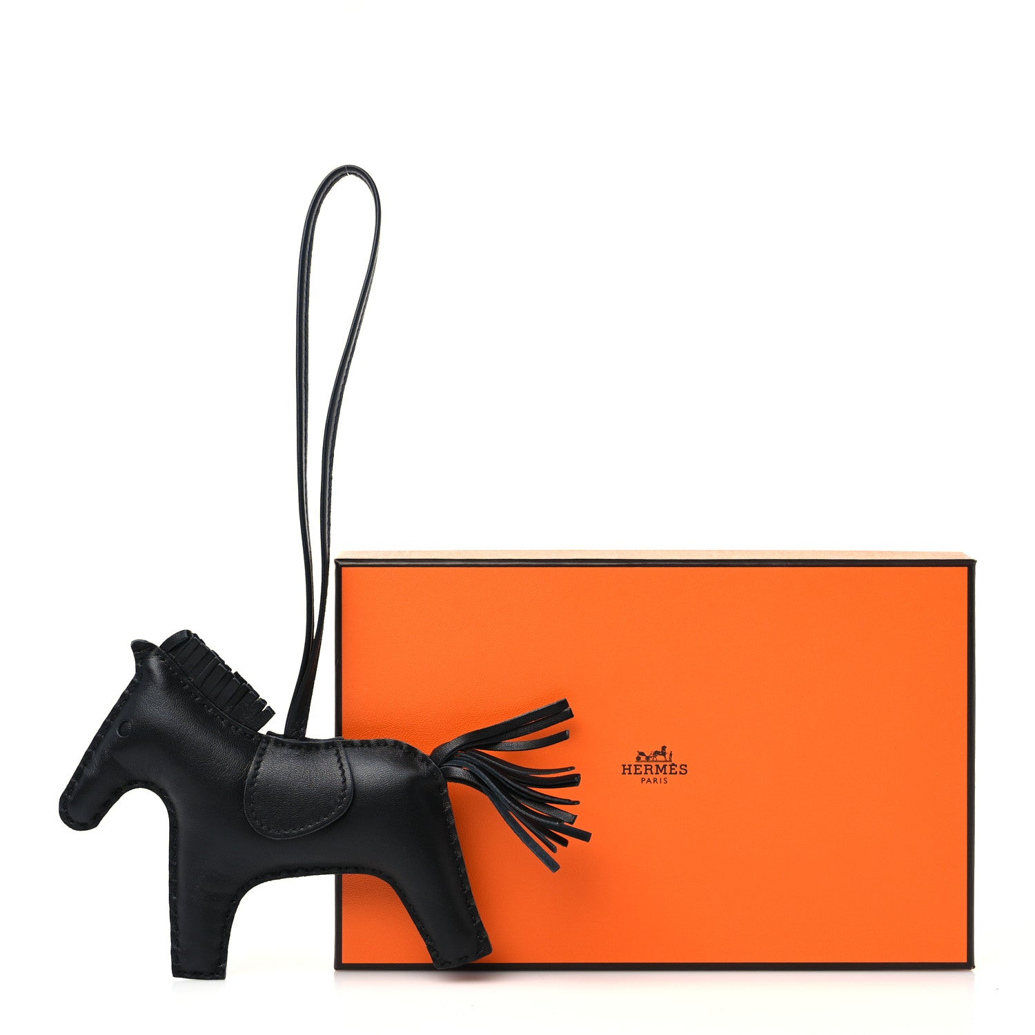Hermes Milo Lambskin Grigri Rodeo Horse Bag Charm MM So Black 5 of 5