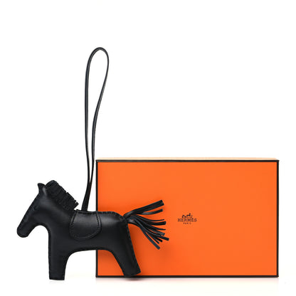 Hermes Milo Lambskin Grigri Rodeo Horse Bag Charm MM So Black 5 of 5