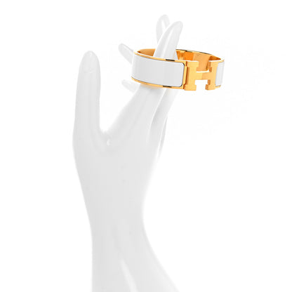 Hermes Enamel Wide Clic Clac H Bracelet GM White 2 of 4