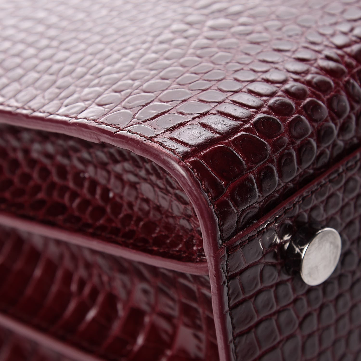 Saint Laurent Calfskin Crocodile Embossed Small Sac de Jour Wine 14 of 15