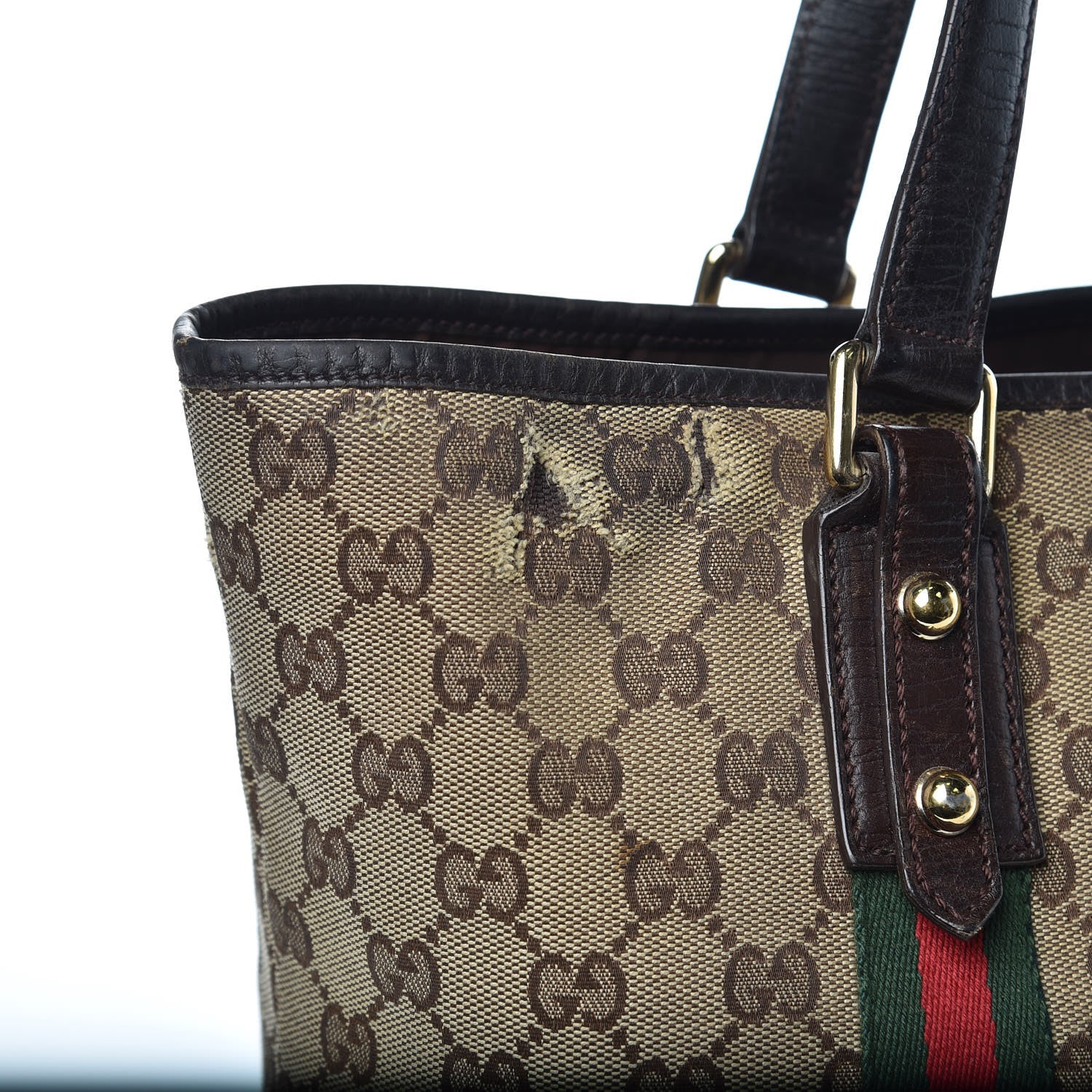 Gucci Monogram Medium Jolicoeur Tote Dark Brown 14 of 20