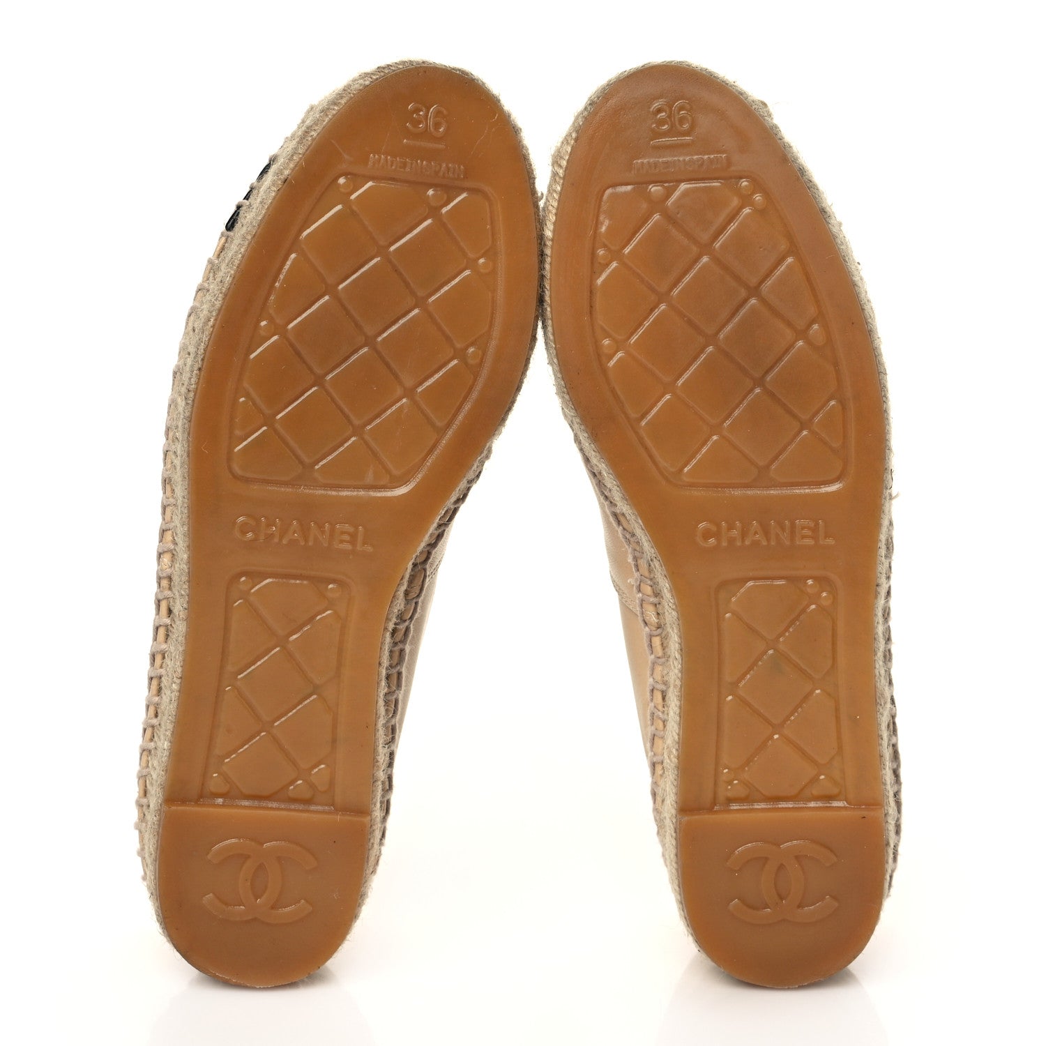 Chanel Lambskin CC Espadrilles 36 Beige Black 5 of 9