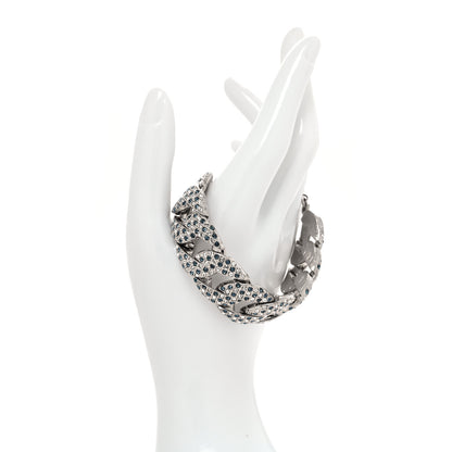Chanel Crystal Chain Link CC Bracelet Silver Blue 2 of 4