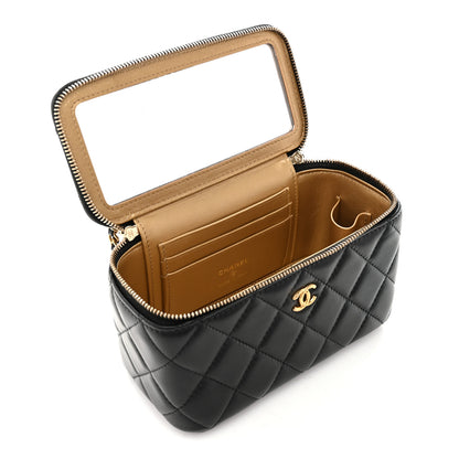 Chanel Lambskin Quilted Pearl Crush Small Vanity Case With Chain Black 11 of 13