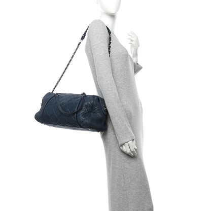 Chanel Iridescent Calfskin Quilted Relax CC Bowler Blue 2 of 12
