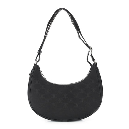 Celine Canvas Calfskin Jacquard Medium Ava Triomphe Shoulder Bag With Strap Black 1 of 9
