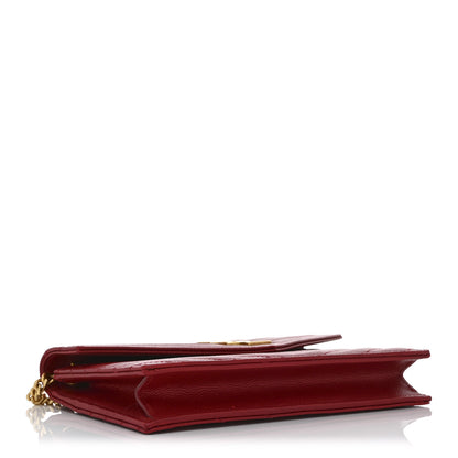 Saint Laurent Grain De Poudre Matelasse Chevron Monogram Envelope Chain Wallet New Red 4 of 10