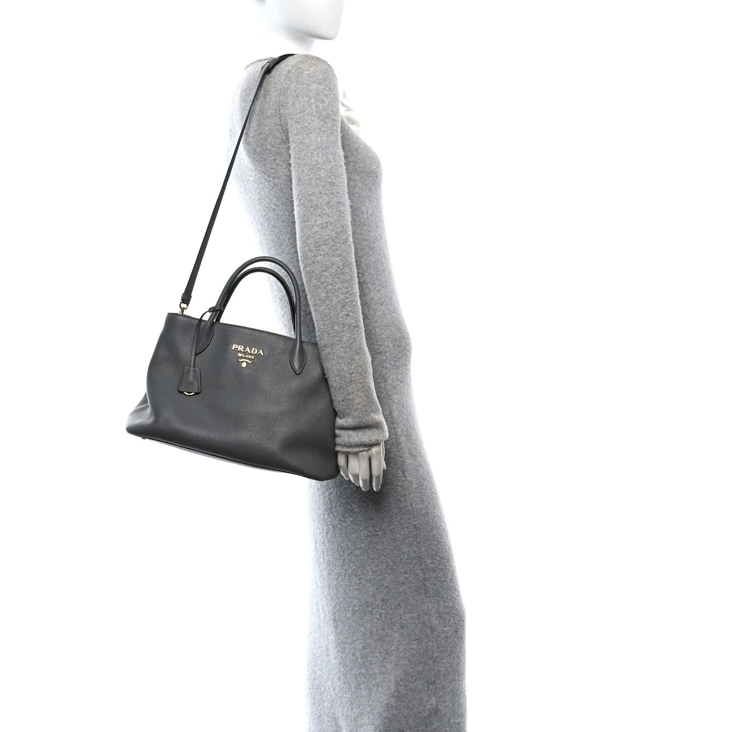 Prada Vitello Daino Shopping Tote Marmo 2 of 9