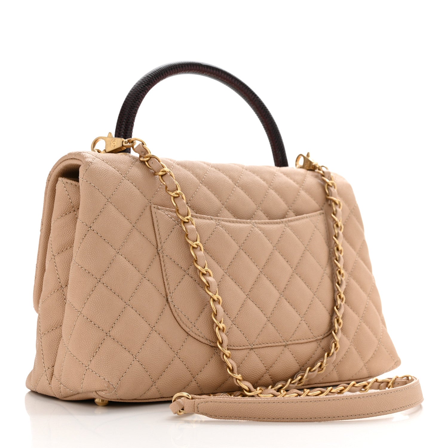 Chanel Caviar Lizard Embossed Quilted Small Coco Handle Flap Beige 2 of 12