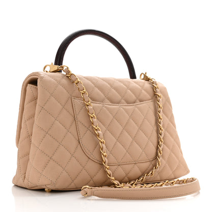Chanel Caviar Lizard Embossed Quilted Small Coco Handle Flap Beige 2 of 12