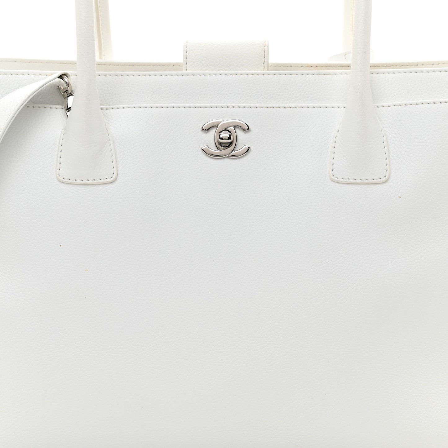 Calfskin Cerf Executive Shopper Tote White