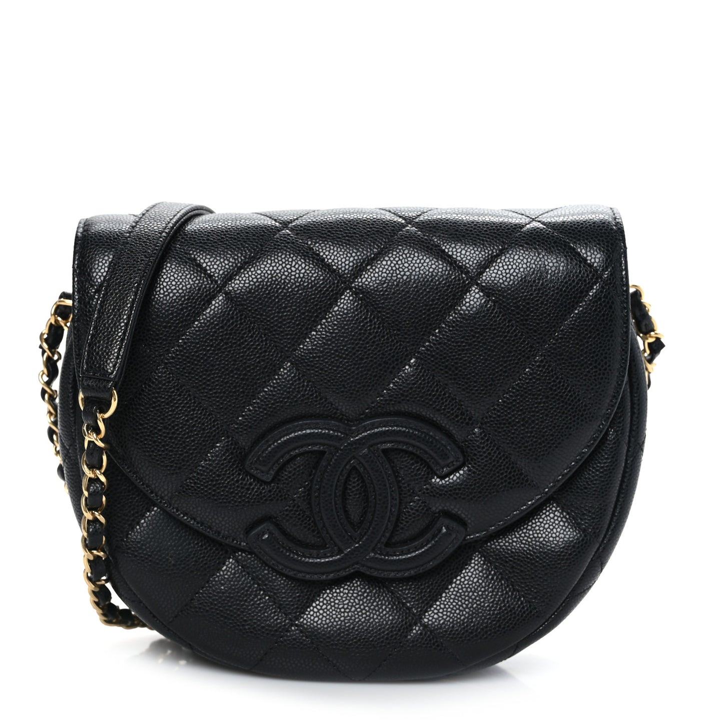 Caviar Quilted Small Messenger Flap Black