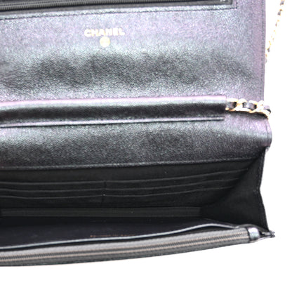 Chanel Iridescent Caviar Quilted Wallet on Chain WOC Dark Blue 5 of 11