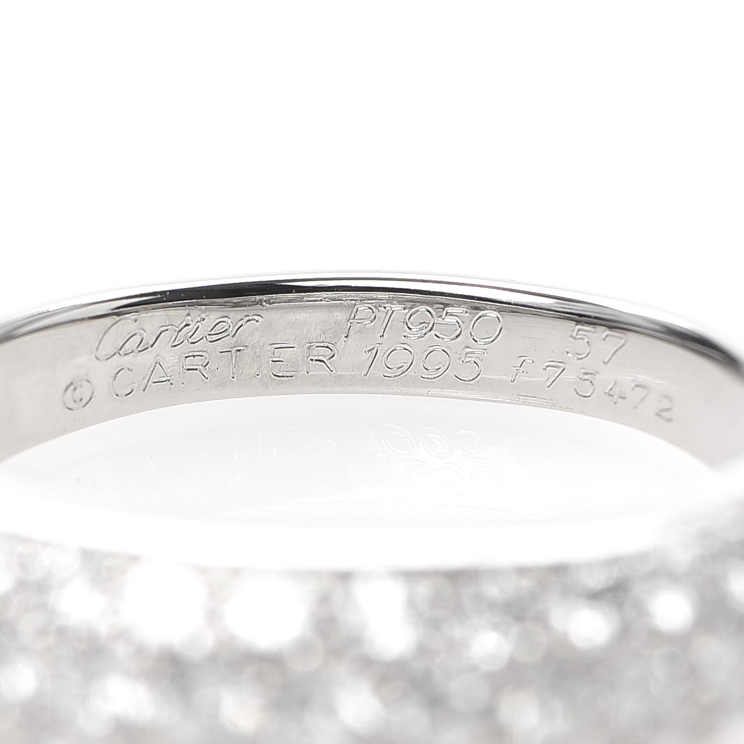 Cartier Platinum Diamond Half Pave Eternity Band Ring 57 8 4 of 4