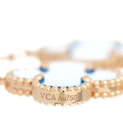 Van Cleef & Arpels 18K Yellow Gold Blue Agate 5 Motifs Vintage Alhambra Bracelet 4 of 5
