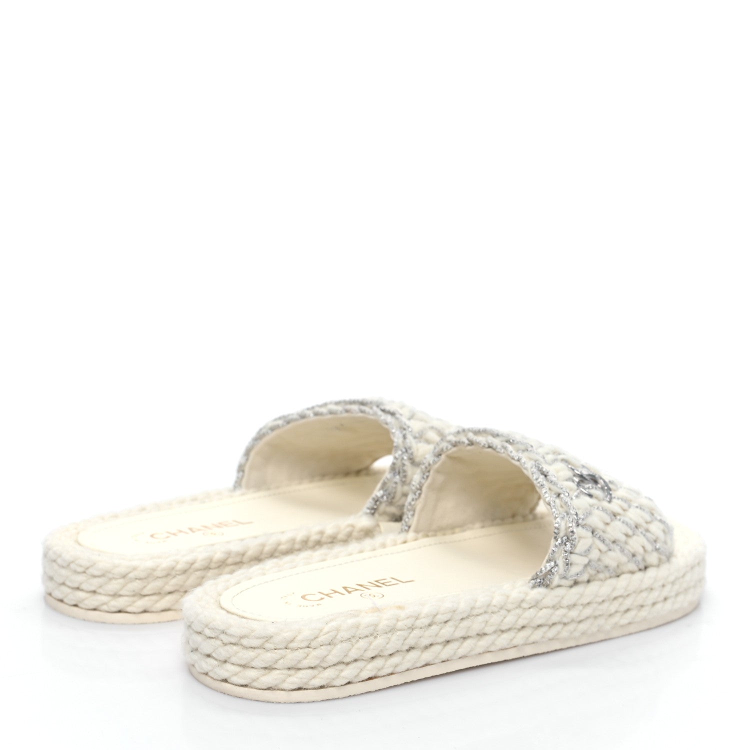 Chanel Braided Knit CC Mules 40 Ecru 4 of 9