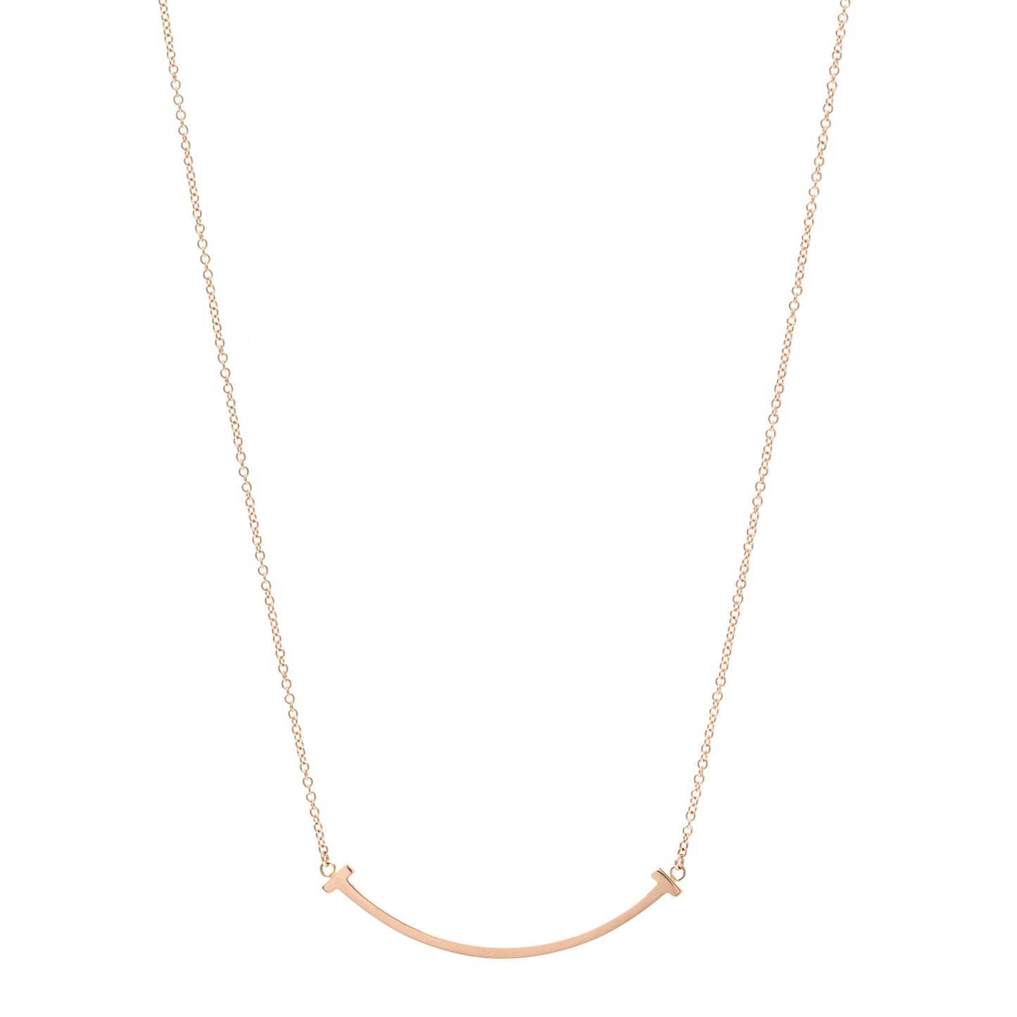 18K Rose Gold Small T Smile Pendant Necklace