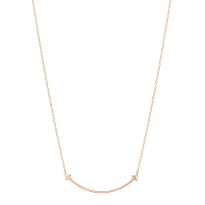 Tiffany 18K Rose Gold Small T Smile Pendant Necklace 1 of 6