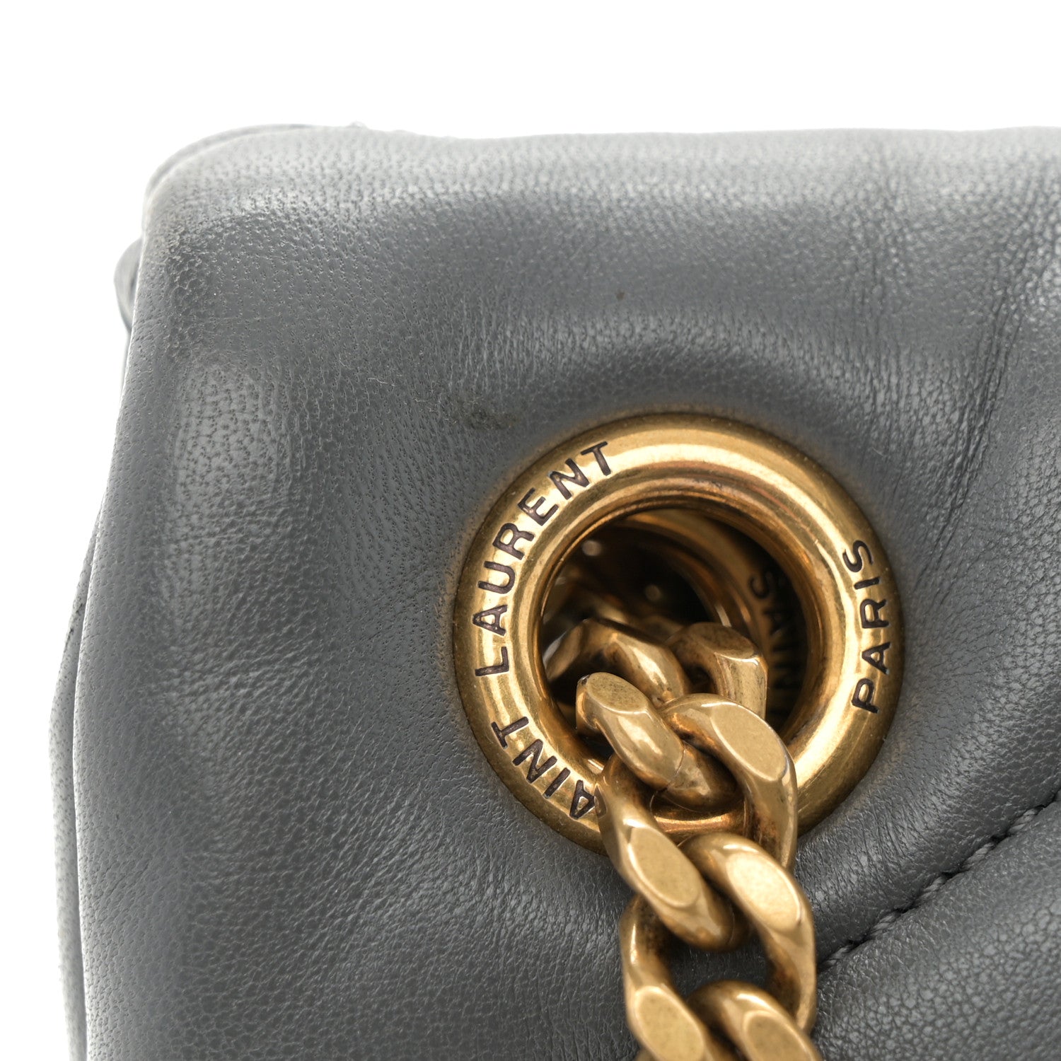 Saint Laurent Lambskin Quilted Small Loulou Puffer Monogram Chain Satchel Storm 11 of 11