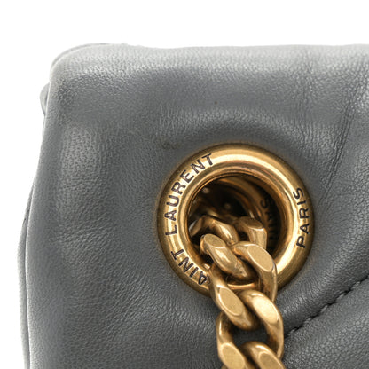 Saint Laurent Lambskin Quilted Small Loulou Puffer Monogram Chain Satchel Storm 11 of 11