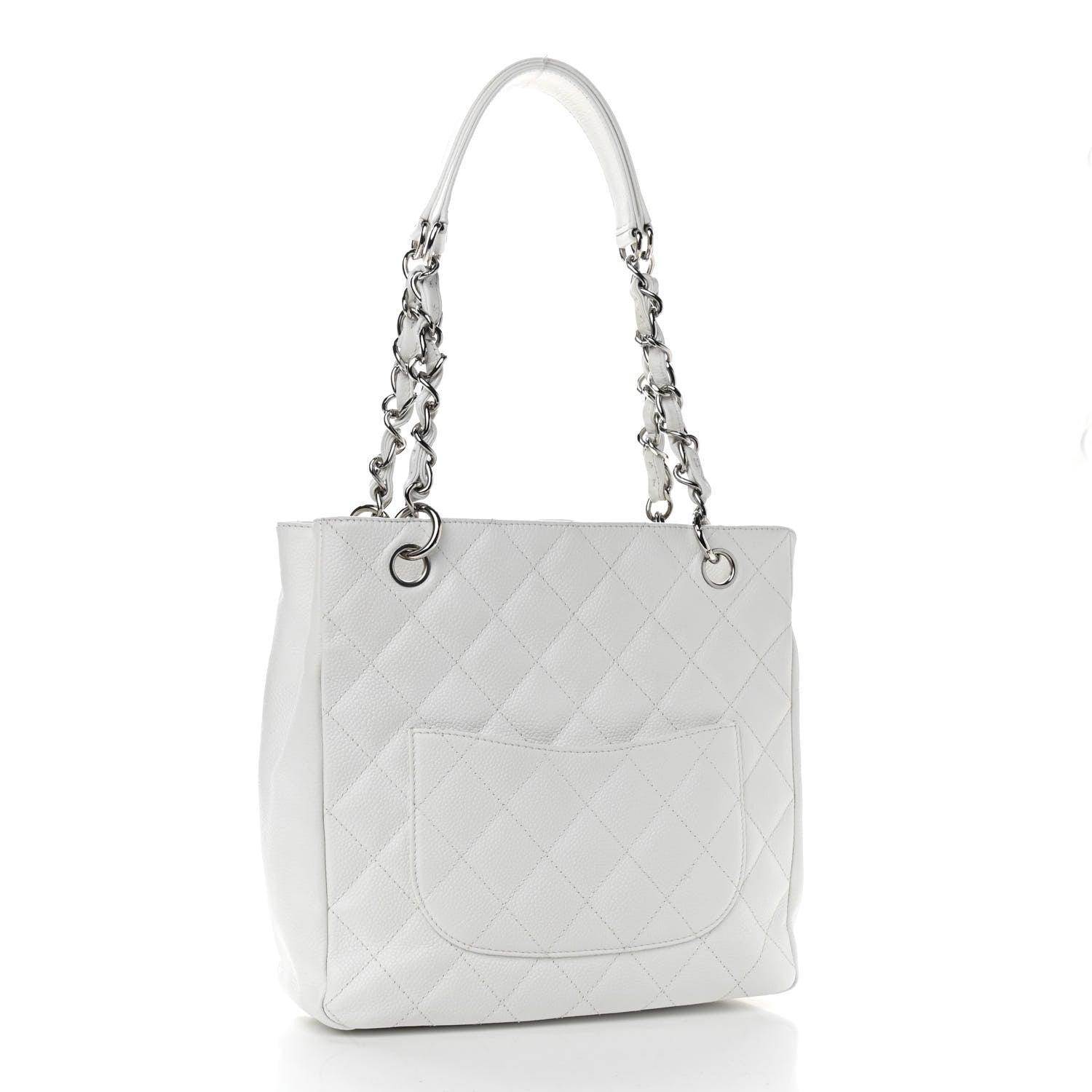 Chanel Caviar Quilted Petit Shopping Tote PST White 2 of 11