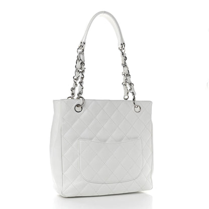 Chanel Caviar Quilted Petit Shopping Tote PST White 2 of 11