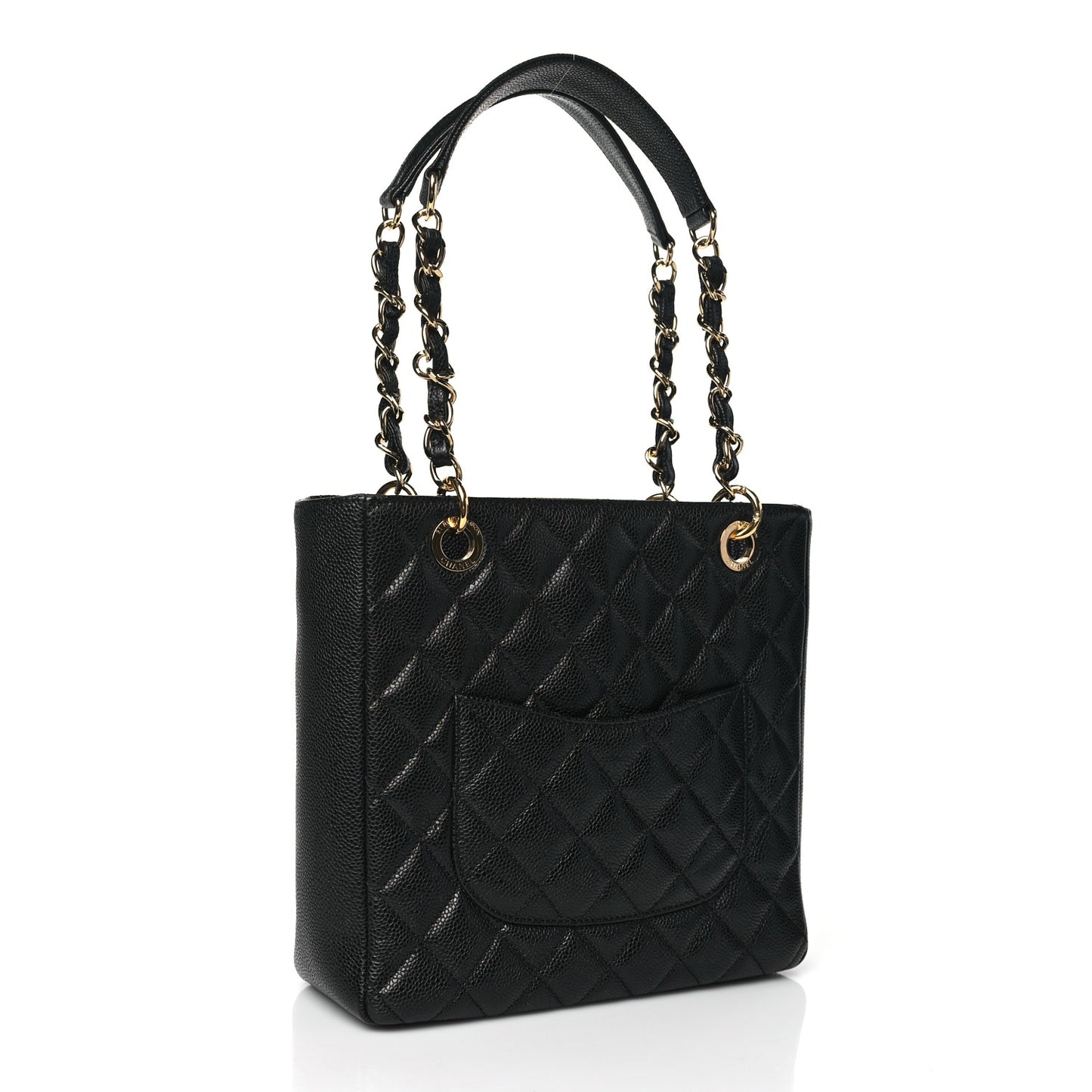 Caviar Quilted Petit Shopping Tote PST Black