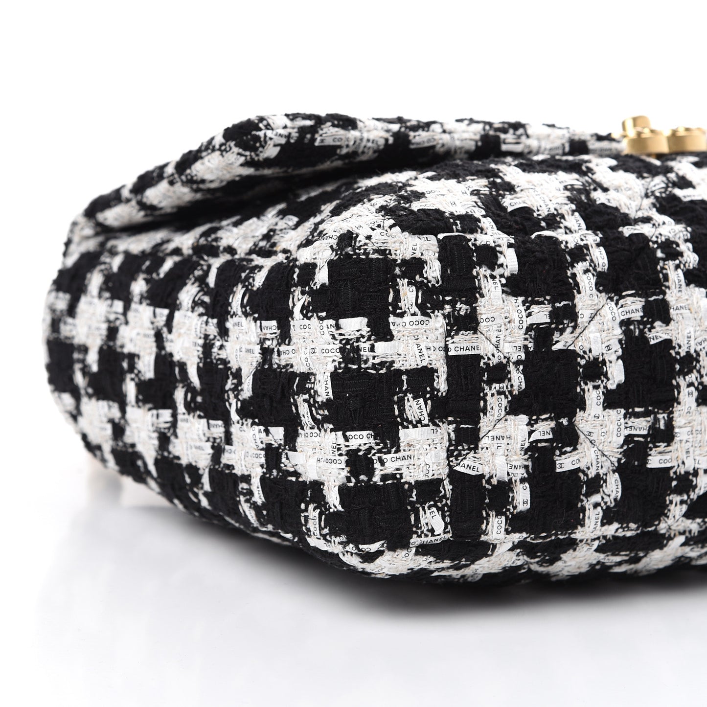 Tweed Quilted Maxi 19 Flap Black Ecru White