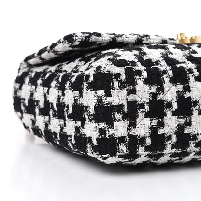 Chanel Tweed Quilted Maxi 19 Flap Black Ecru White 8 of 10