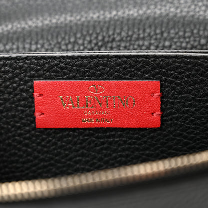 Valentino Garavani Pebbled Calfskin Rockstud Flap Wallet On Chain Black 6 of 12