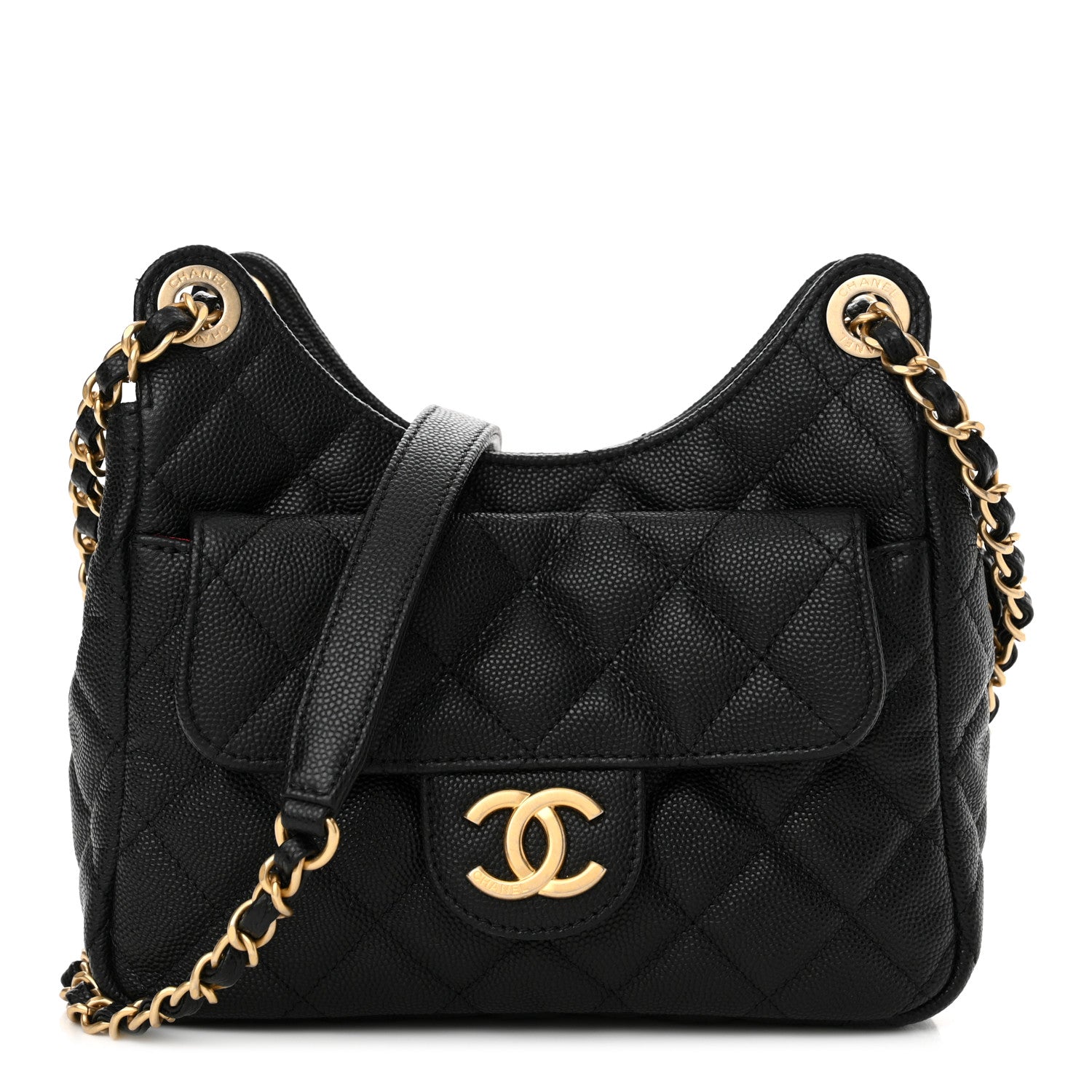 Chanel Caviar Quilted Small Wavy CC Hobo Black 1 of 11