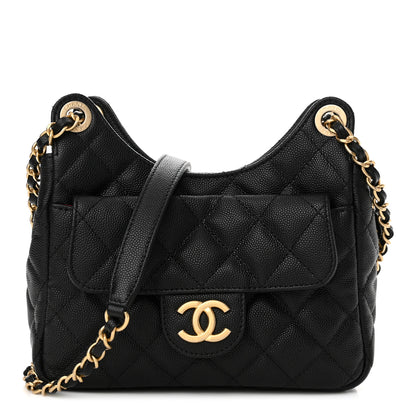 Chanel Caviar Quilted Small Wavy CC Hobo Black 1 of 11