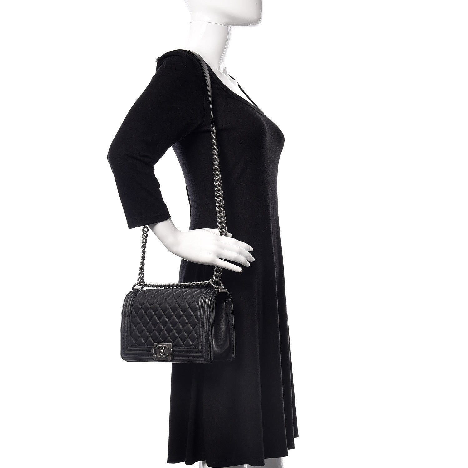 Chanel Calfskin Quilted Medium Boy Flap Black 2 of 11