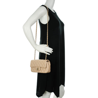 Chanel Pearly Caviar Quilted Mini Rectangular Flap Beige 4 of 8