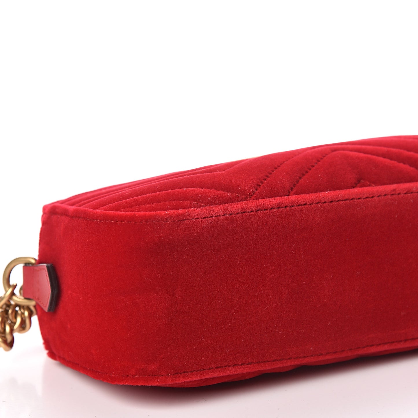 Velvet Matelasse Small GG Marmont Chain Shoulder Bag Hibiscus Red