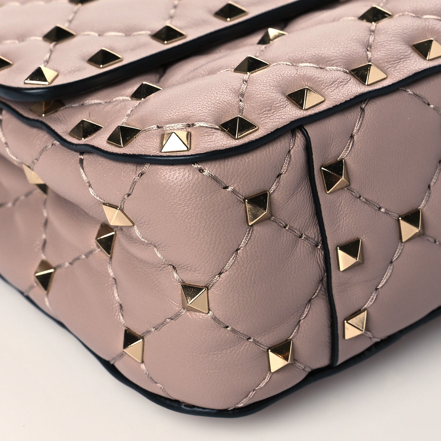 Nappa Small Rockstud Spike Shoulder Bag Poudre