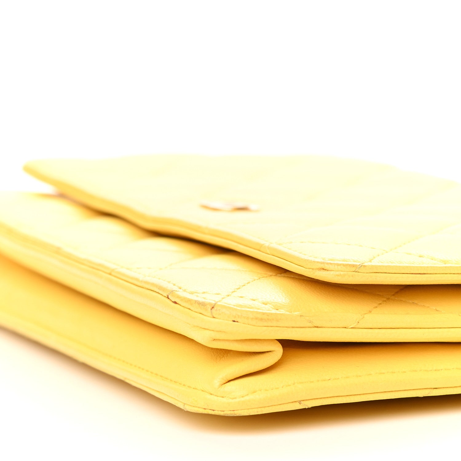 Chanel Lambskin Quilted Wallet on Chain WOC Yellow 9 of 9