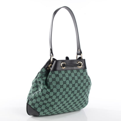 Gucci Monogram Drawstring Shoulder Bag Green 3 of 8