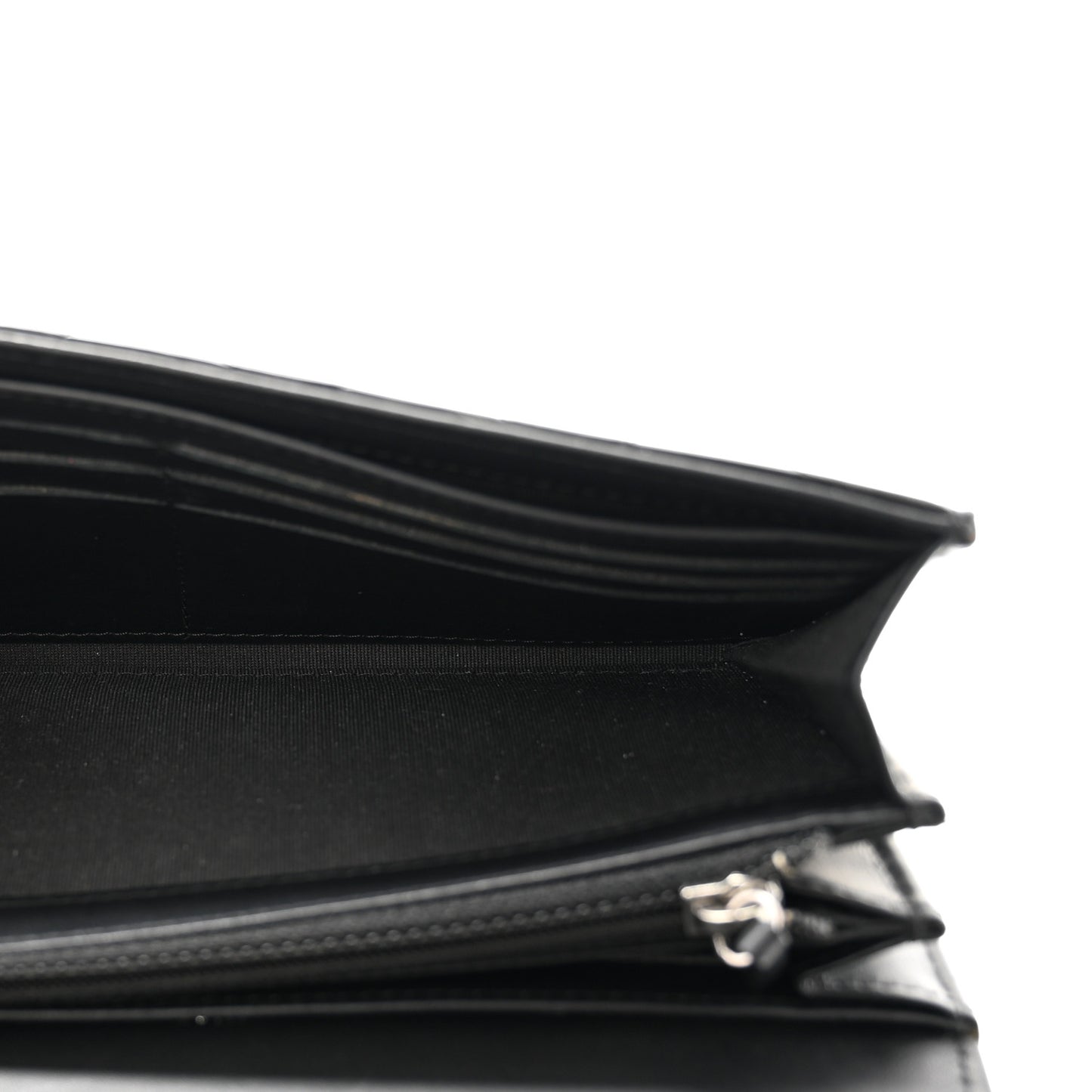 Patent Quilted Large Brilliant Flap Wallet Black
