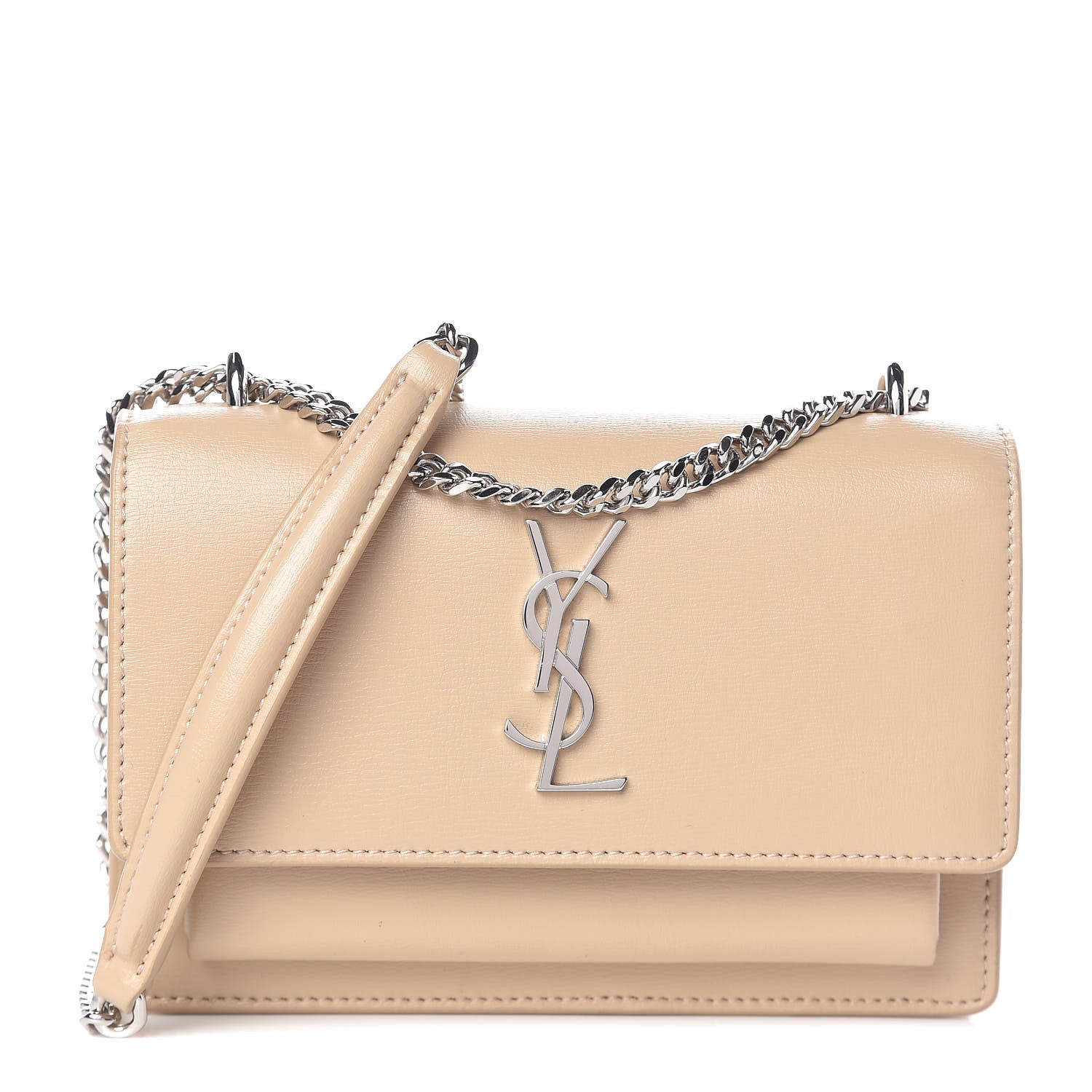 Saint Laurent Calfskin Monogram Sunset Chain Wallet Nude Powder 1 of 9