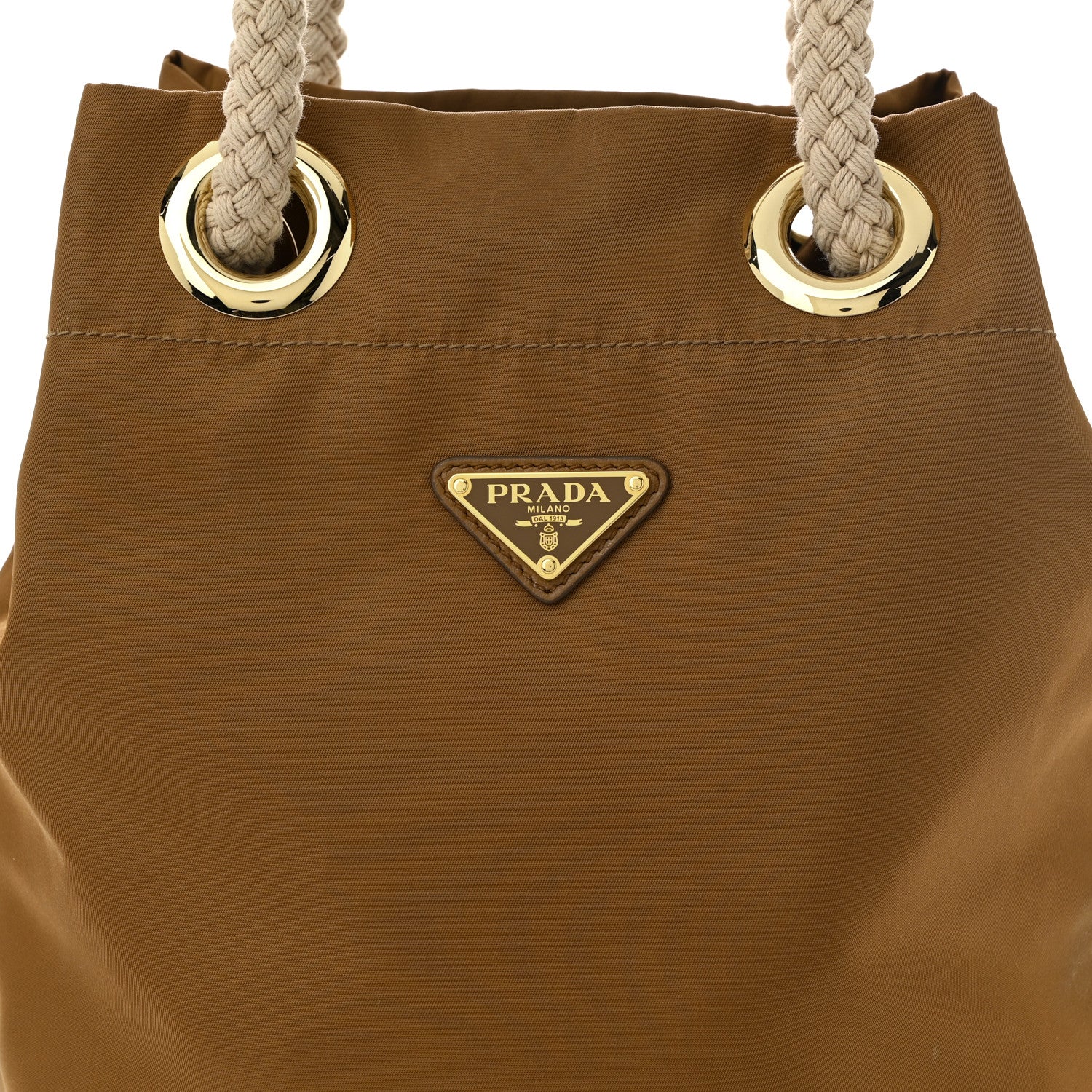 Prada Re-Nylon Triangle Mariner Small Bucket Bag Brandy 8 of 10