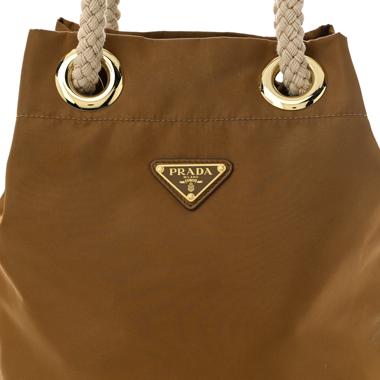 Re-Nylon Triangle Mariner Small Bucket Bag Brandy