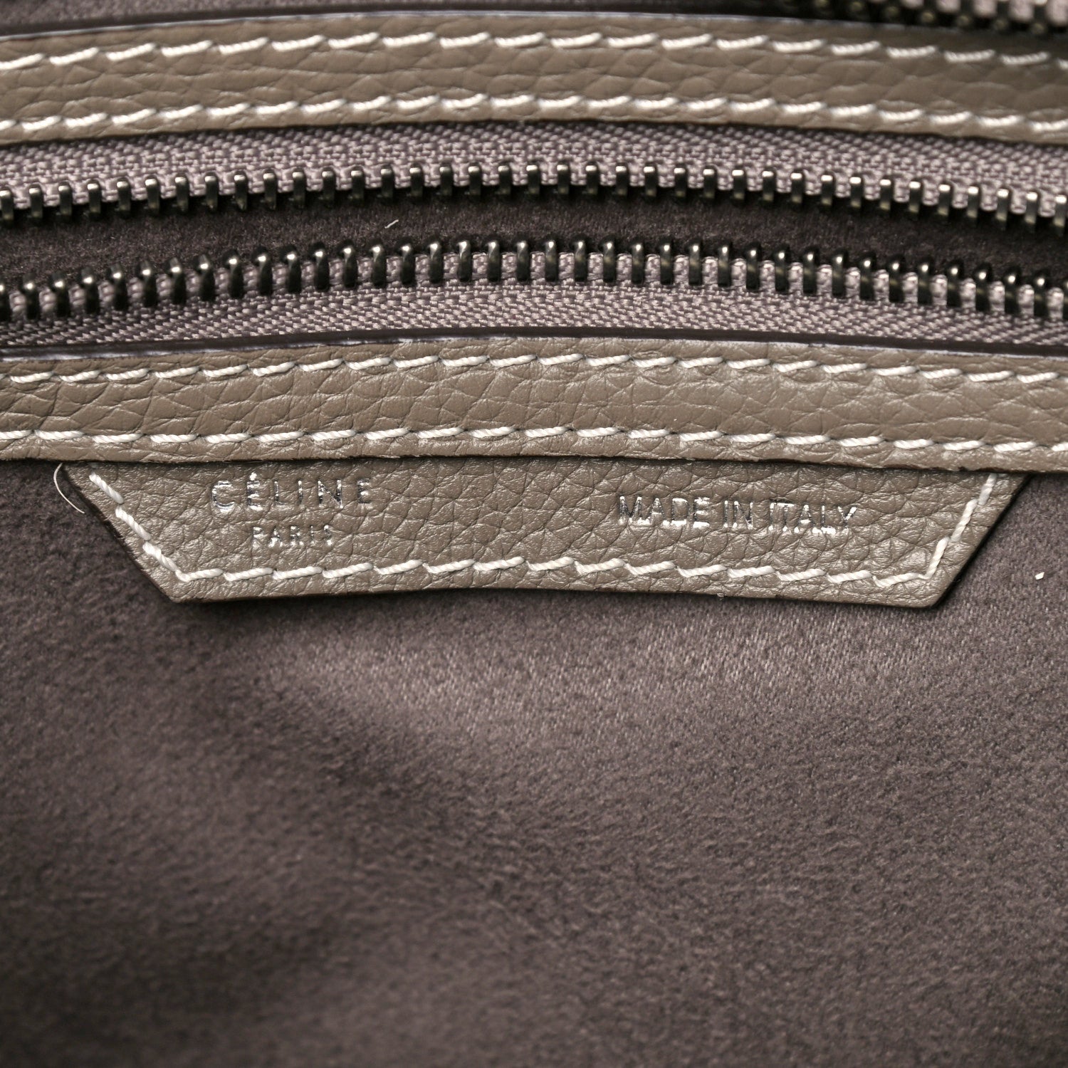 Celine Drummed Calfskin Micro Luggage Souris 7 of 13