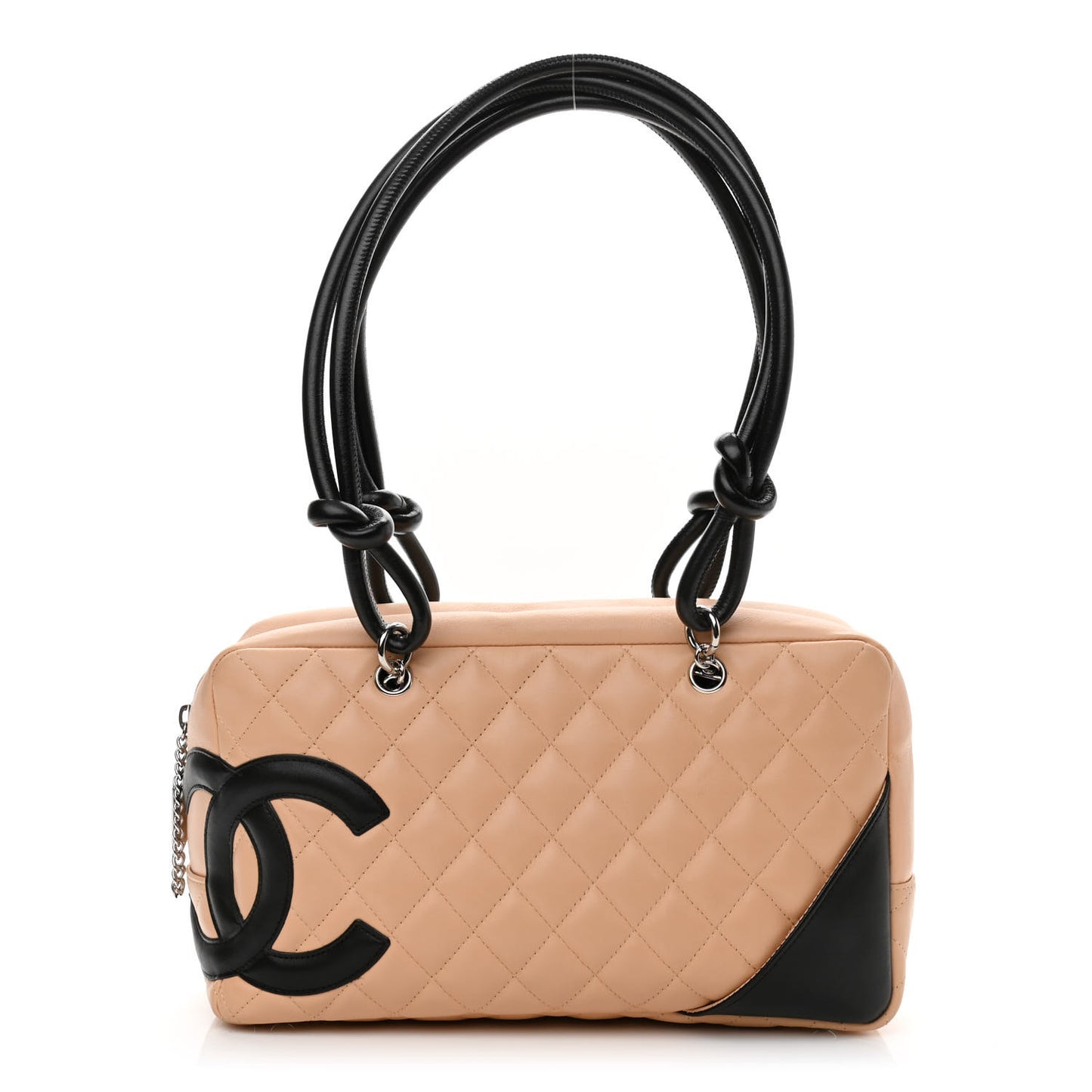 Calfskin Quilted Large Cambon Bowler Beige Black