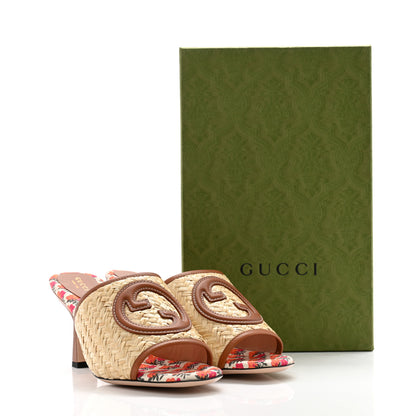 Gucci Raffia Malaga Kid Interlocking G Sandals 39.5 Natural 9 of 9
