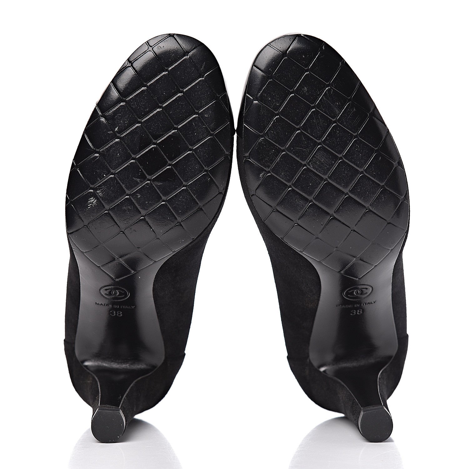 Chanel Suede Patent Calfskin Cap Toe CC Pumps 38 Black 5 of 11