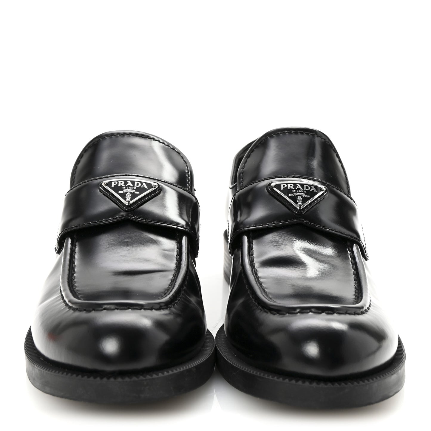 Spazzolato Metal Triangle Logo 20mm Loafers 40 Black