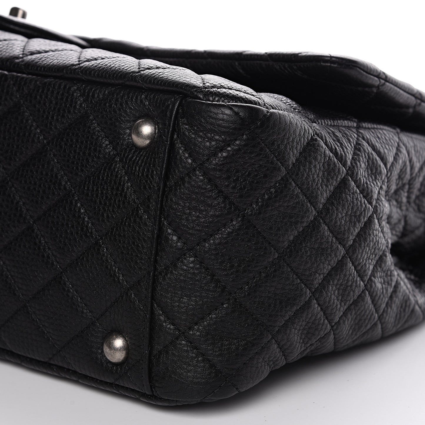 Calfskin Quilted XXL Travel Flap Bag Black